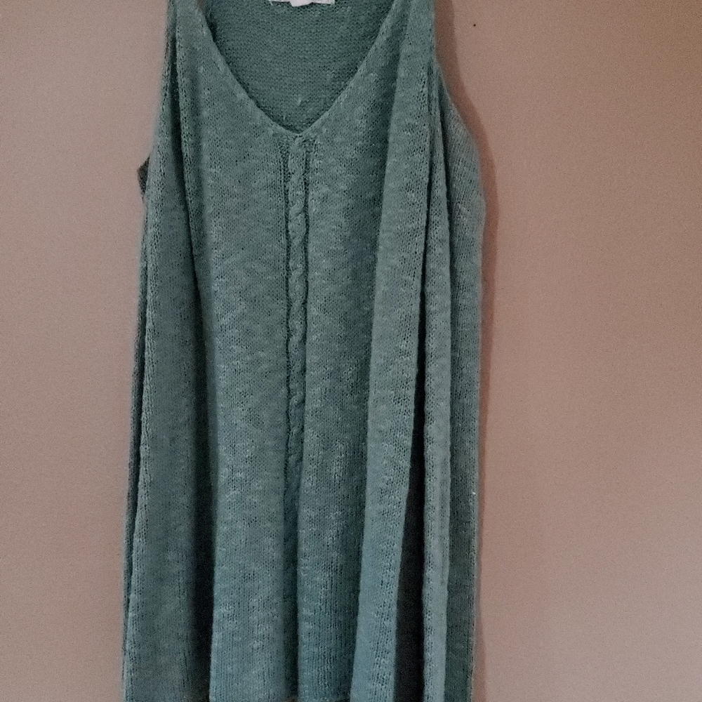 Green off tank/off shoulder sweater